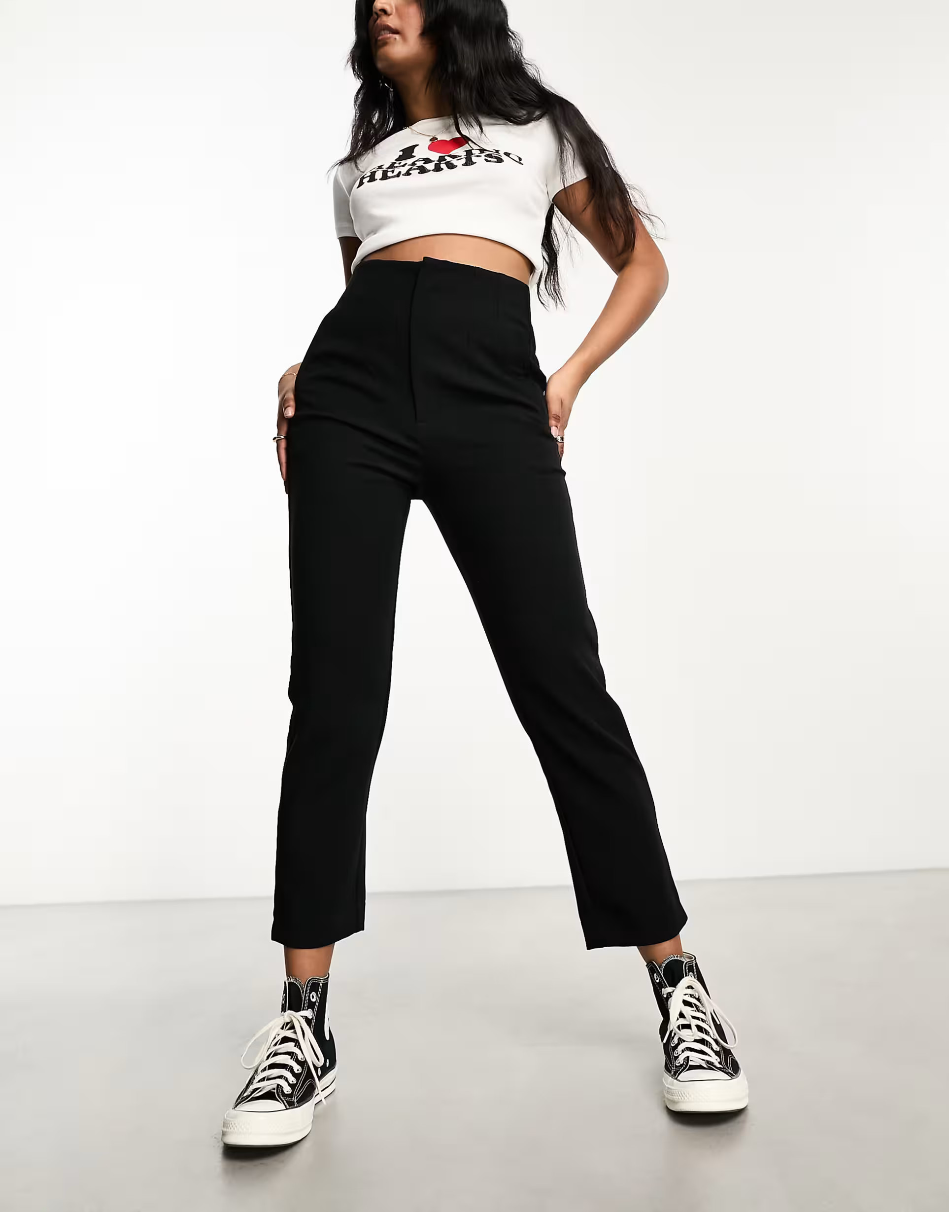 Stradivarius slim tailored trousers in black | ASOS (Global)