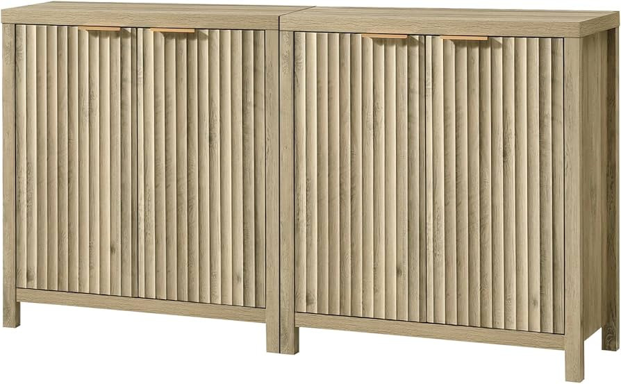 Oxford Storage Cabinet Fluted Sideboard Buffet Cabinet with Adjustable Shelves, Multifunctional C... | Amazon (US)