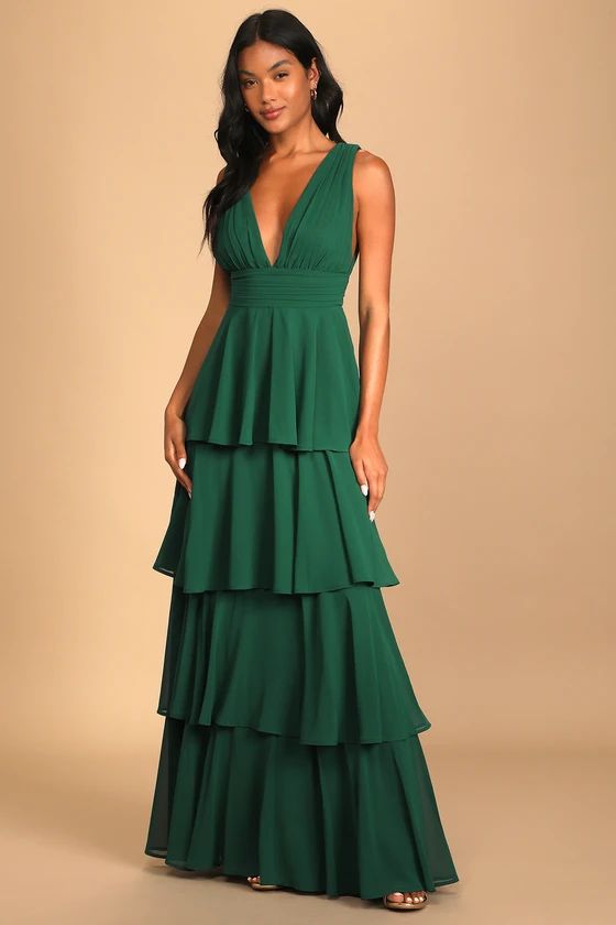 Amazing Evening Hunter Green Tiered Maxi Dress | Lulus (US)