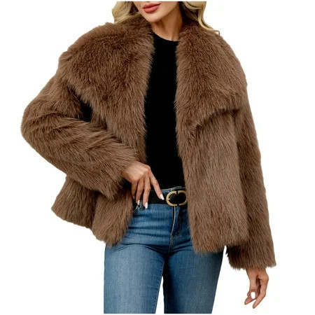 Womens Winter Caots Ladies Warm Fashion Coat Jacket Winter Solid Turn Down Collar Outerwear | Walmart (US)