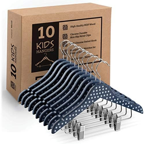 High-Grade Wooden Childrens/Kids Hangers with Clips (10 Pack) Cute & Charming, Durable Baby Hange... | Amazon (US)