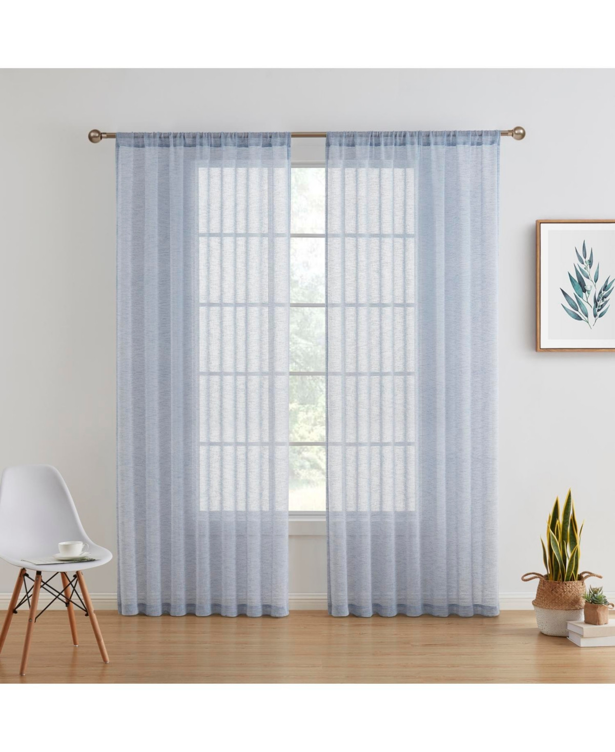 Hlc.me Penelope Faux Linen Textured Semi Sheer Privacy Sun Light Filtering Transparent Window Pocket Hole Thick Curtains Drapery Panels for Bedroom & | Macy's