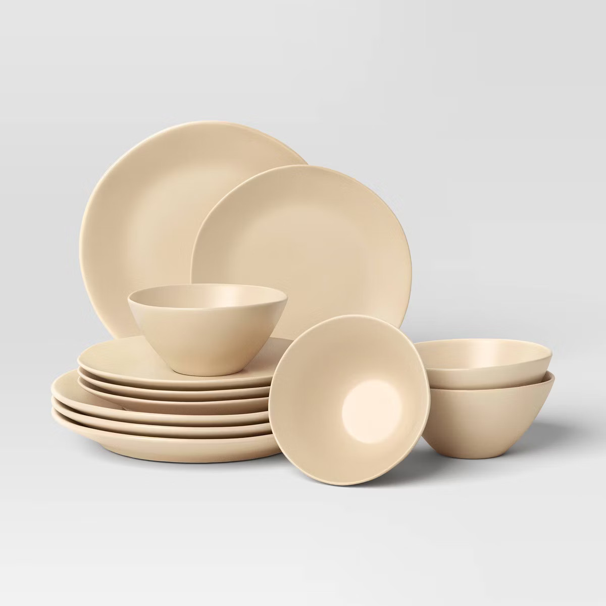 12pc Aralia Organic Coupe Dinnerware Set Beige - Threshold™ | Target