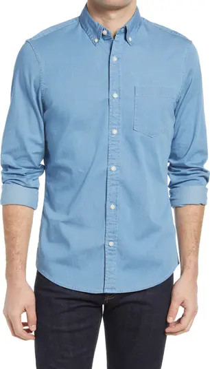 Nordstrom Trim Fit Stretch Chambray Button-Down Shirt | Nordstrom | Nordstrom