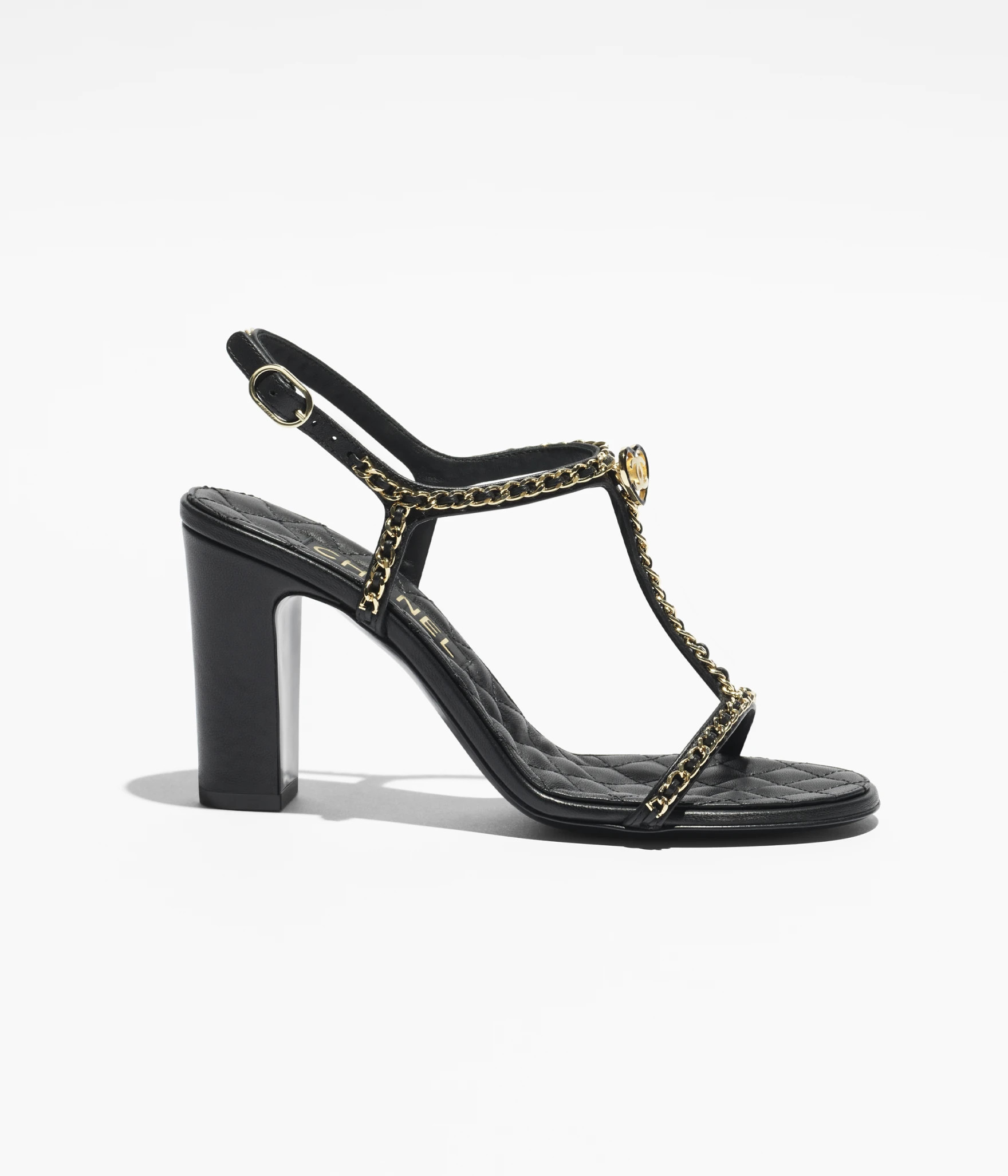 Sandals - Lambskin & metal, black — Fashion | CHANEL | Chanel, Inc. (US)