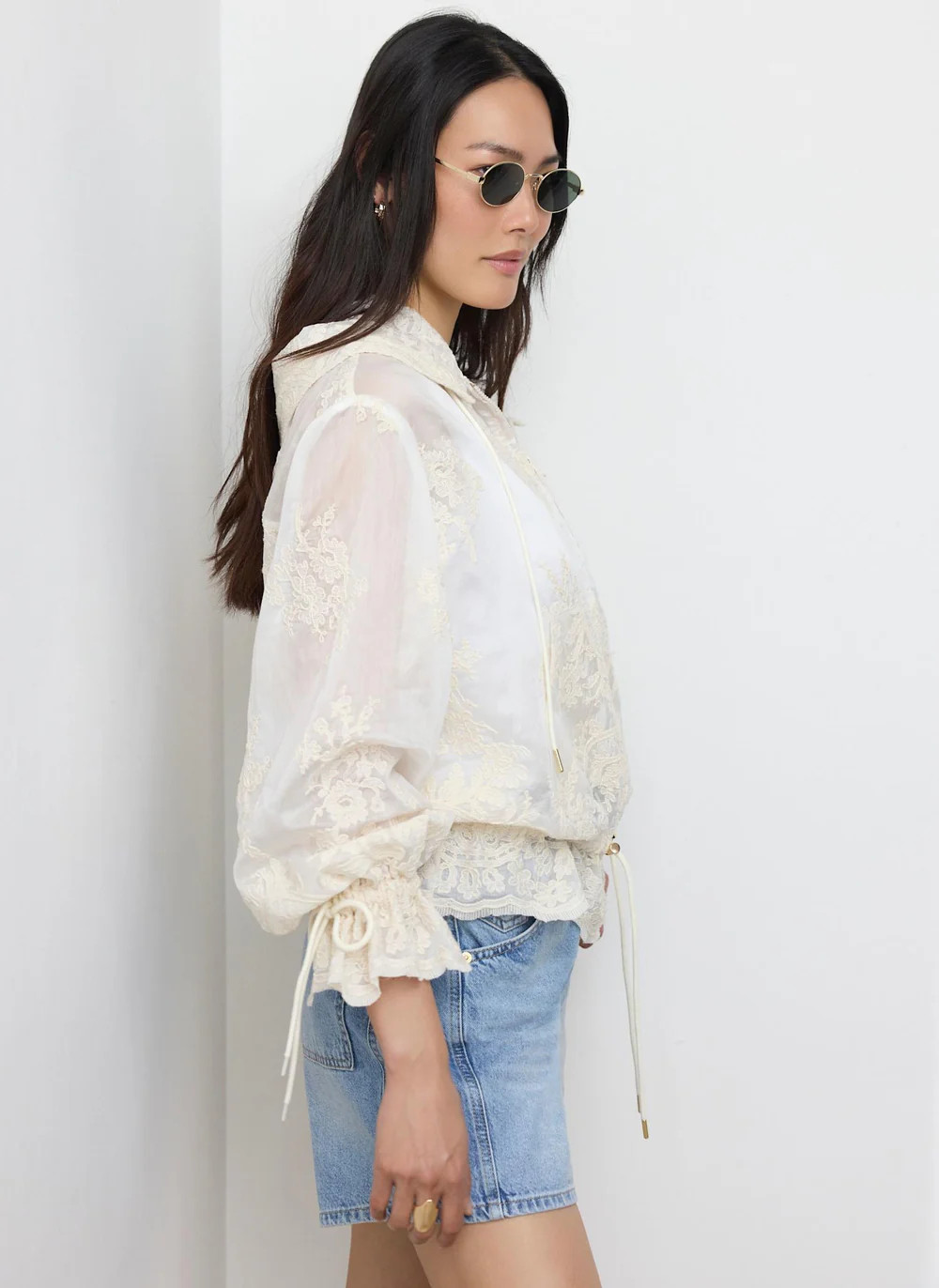 Cream Lace Hooded Jacket | Mint Velvet - US