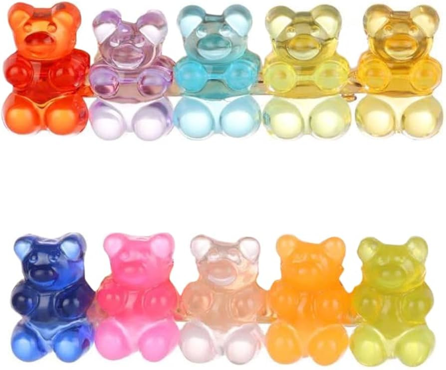 Set of 2 Candy Color Gummy Bears Barrette Hair Clips for Girls and Women (Style A) | Amazon (US)