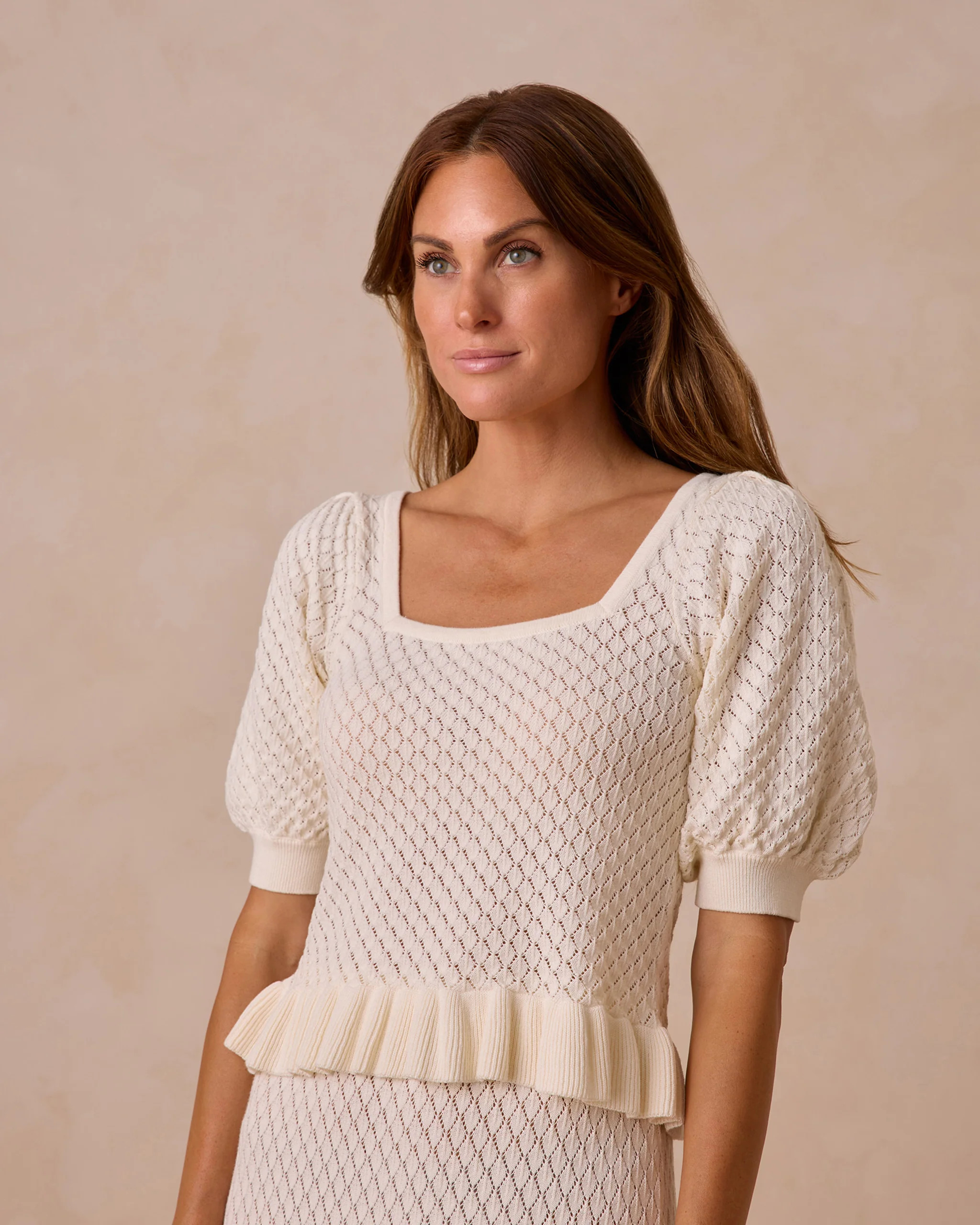 Knit Puff Sleeve Top || Ivory | Rylee + Cru