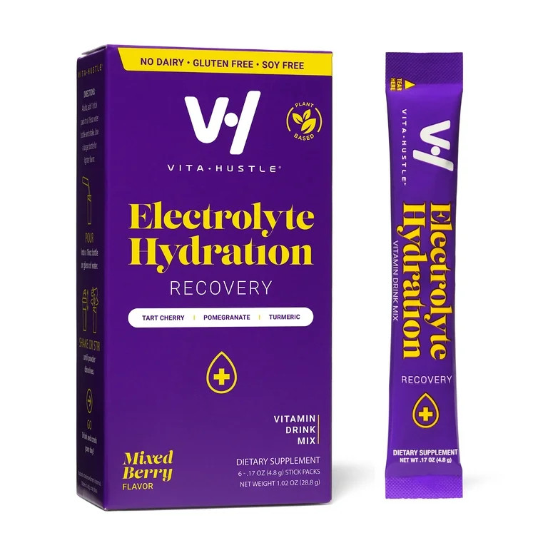 VitaHustle Electrolyte Hydration Powder Packet Drink Mix, Recovery, Mixed Berry, 6 Count | Walmart (US)