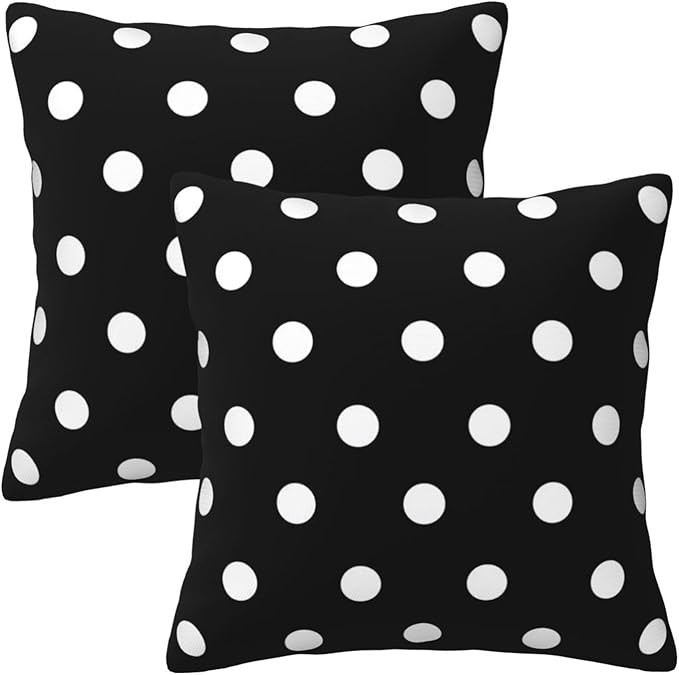 Polka Dot Black and White Throw Pillow Covers 18x18 in Sets of 2 Modern Farmhouse Pillow Cover Ho... | Amazon (US)