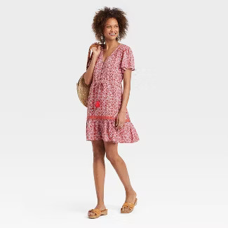 Women's Flutter Short Sleeve Button-Front Dress - Knox Rose™ | Target