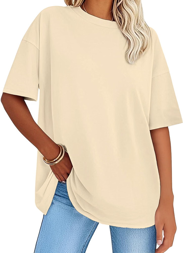 Women's Oversized T-Shirts Short Sleeve Crewneck Summer Tops Casual Loose Fit Workout Basic Tee S... | Amazon (US)