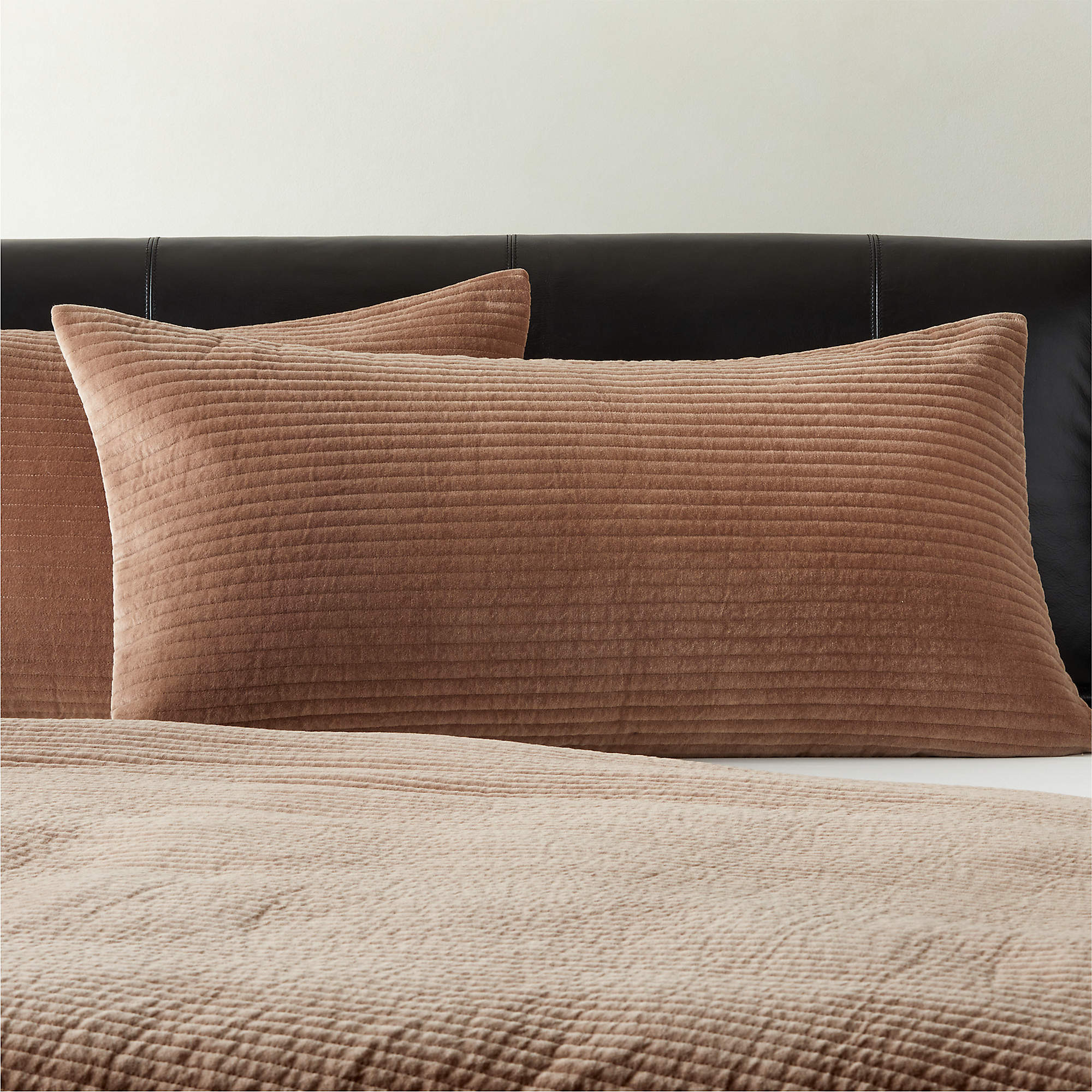 Shadow Toffee Velvet King Pillow Shams Set of 2 + Reviews | CB2 | CB2