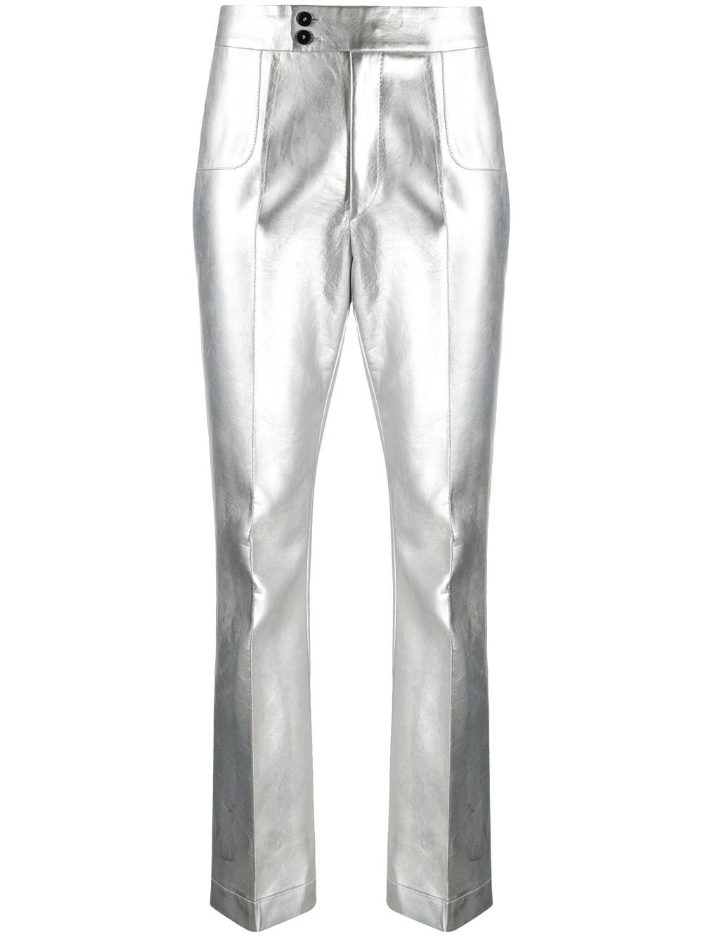 flared faux-leather trousers | Farfetch (US)