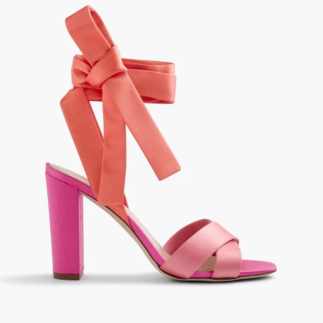 Satin colorblock sandals with ankle wraps | J.Crew US