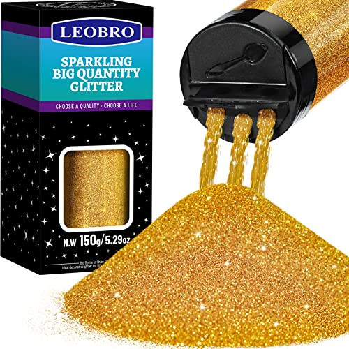 LEOBRO Gold Glitter, 150g/5.29oz Gold Fine Glitter, Craft Glitter for Resin, Crafts, Tumbler, Nail Body, DIY Party Decorations | Amazon (US)