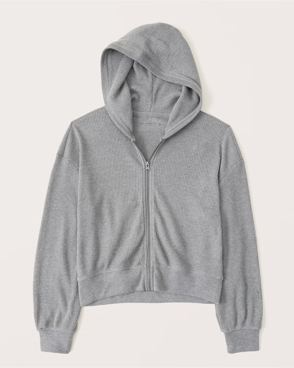 Women's Waffle Full-Zip Hoodie | Women's Tops | Abercrombie.com | Abercrombie & Fitch (US)