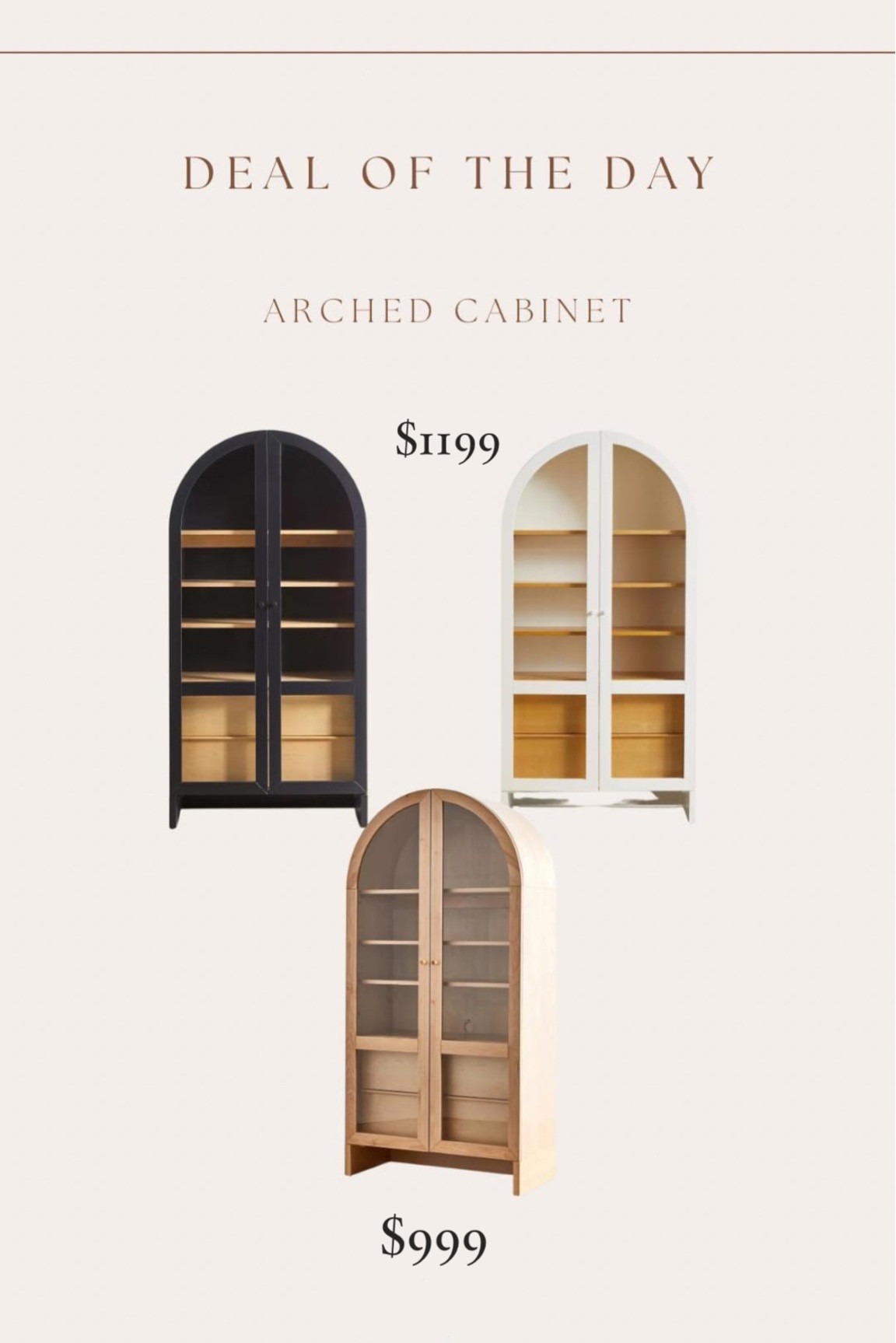 The best priced arched cabinet sale is still going! Ends tomorrow! These are amazing quality & I love that there is closed storage too 

#LTKCyberWeek #LTKhome #LTKsalealert