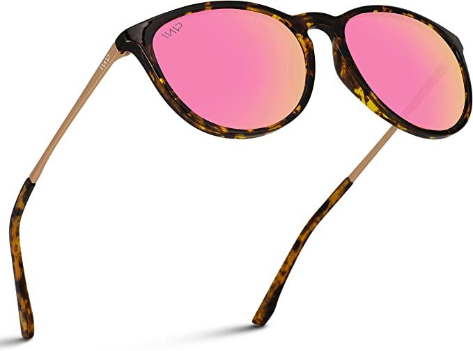WearMe Pro Round Sunglasses | Polarized UV Protection | Pink Mirror Sunglasses for Women | Retro ... | Amazon (US)