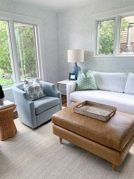Living room, home decor, coastal home decor, blue and white living room, light blue swivel chairs 

#LTKhome #LTKunder100 #LTKFind