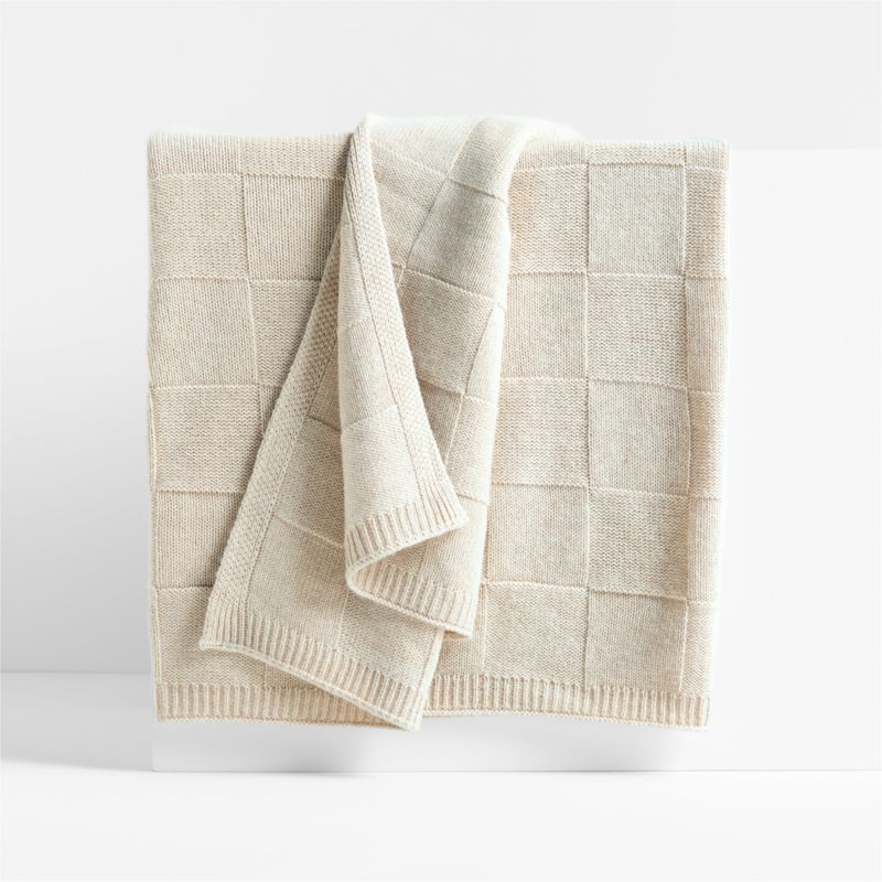 Atticus Square Knit Beige Throw by Jake Arnold | Crate & Barrel | Crate & Barrel