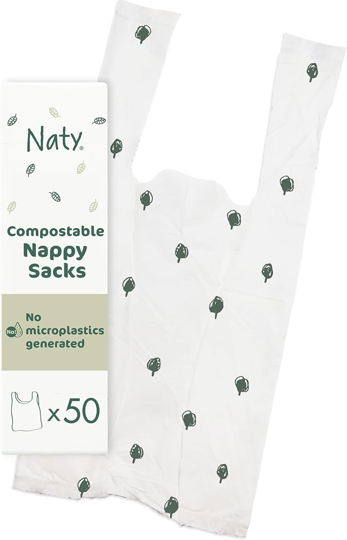 Naty compostable nappy bags | Easy tie handles | Fragrance-free nappy sacks for baby nappy changi... | Amazon (UK)
