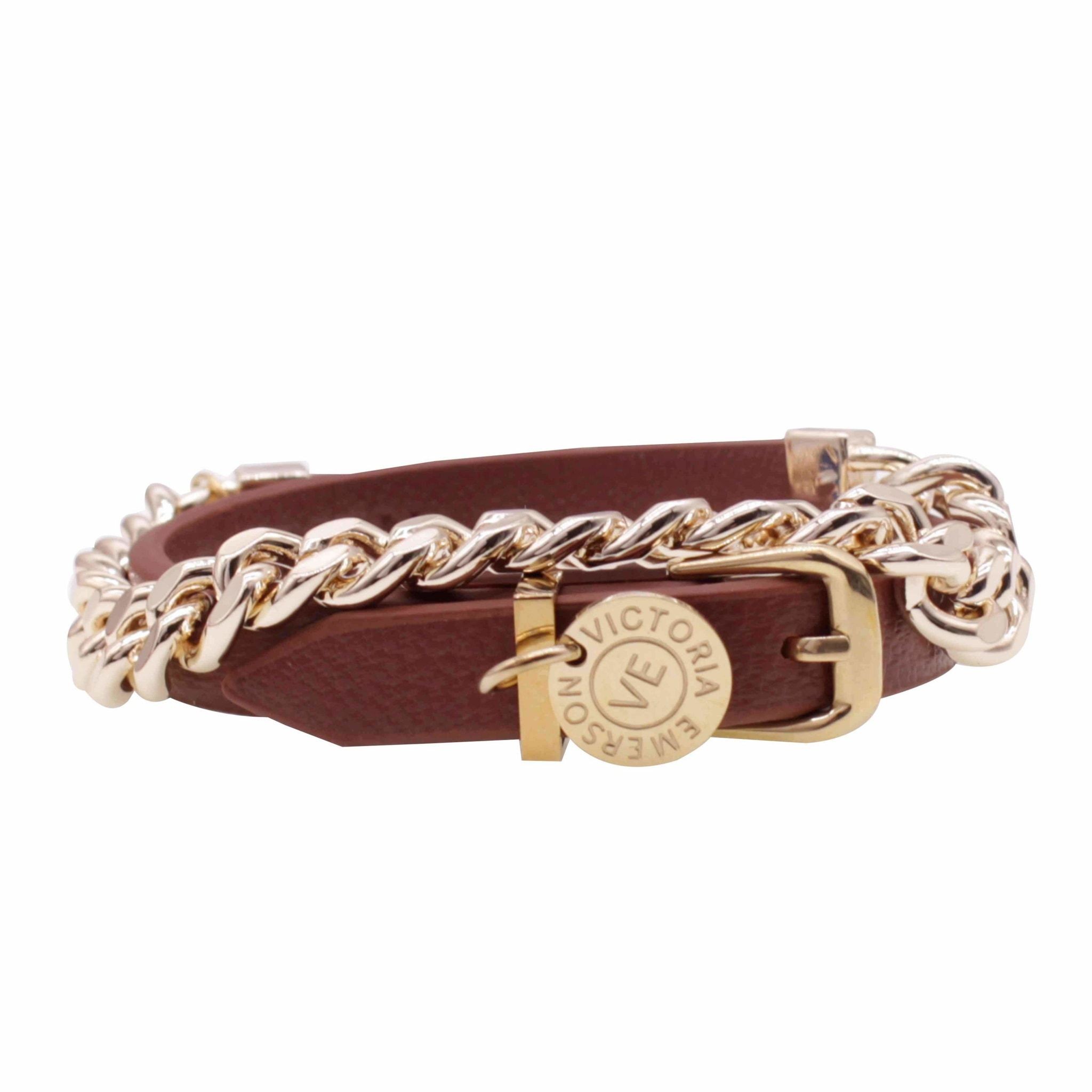 Lock Charm Double Wrap with Brown Leather | Victoria Emerson