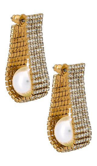 Crystal & Pearl Hoop Earring in Gold | Revolve Clothing (Global)