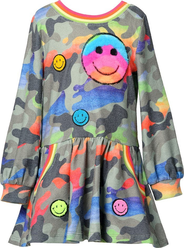 Camo Smiley Face Long Sleeve Knit Dress | Nordstrom | Nordstrom