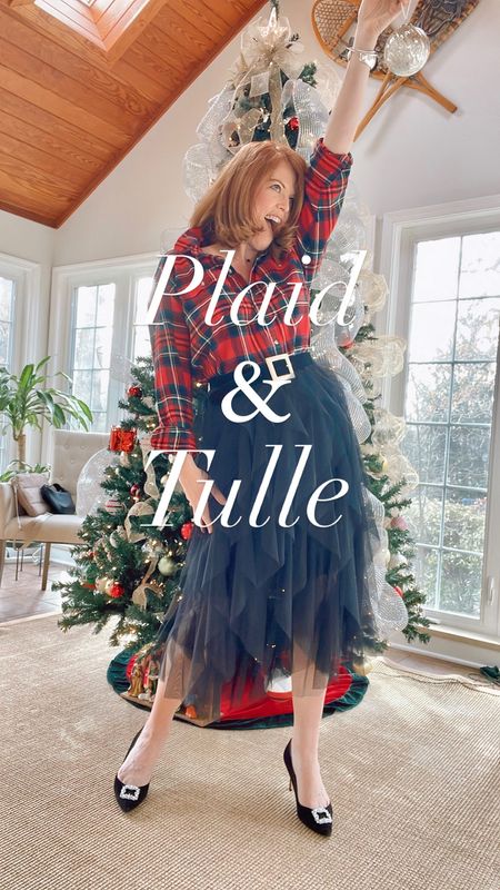 Love a chic flannel skirt you can easily style for a day to night holiday look with denims or a tulle skirt. 

#LTKunder50 #LTKHoliday #LTKunder100