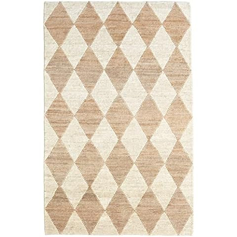 Rugs USA x Arvin Olano Louie Diamond Checkerboard Jute Area Rug, Natural, 2' x 8' | Amazon (US)