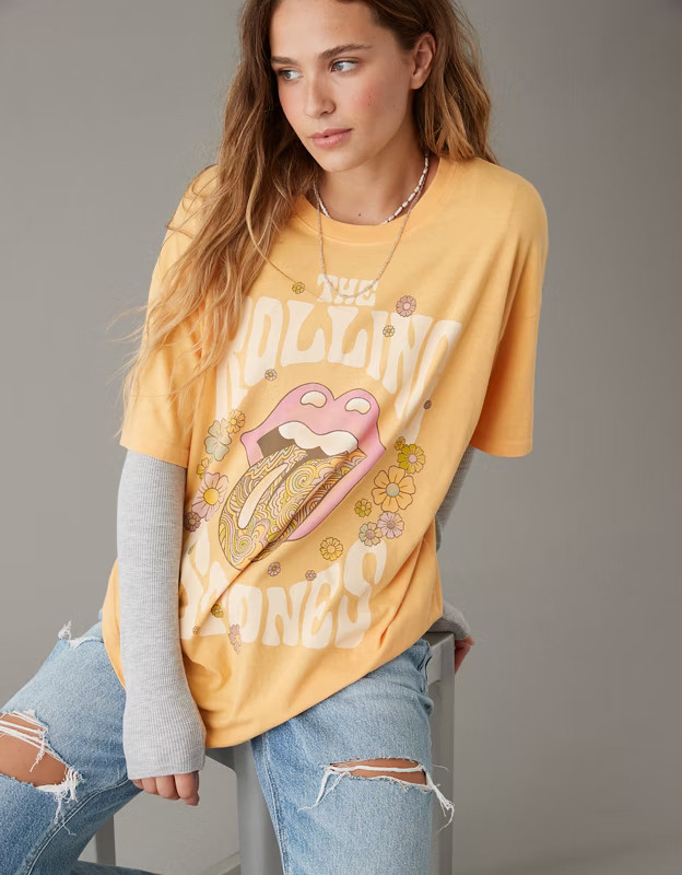 AE Oversized Rolling Stones Graphic Tee | American Eagle Outfitters (US & CA)