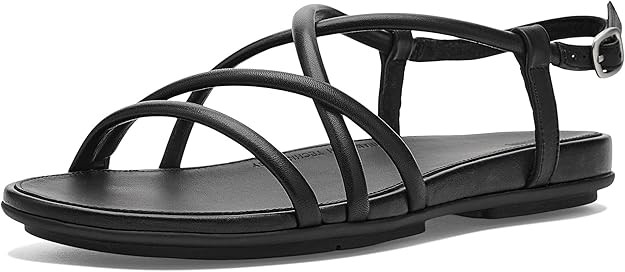 FitFlop Women's Gracie Leather Back-Strap Sandals - Elegant Strappy Flats with Dynamicush Cushion... | Amazon (US)