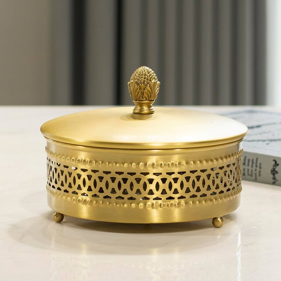 Gold Brass Decorative Boxes With Strawberry shape Handles, Jewelry Boxes Modern Storage Boxes\uff... | Amazon (US)