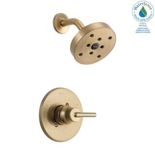 Delta Trinsic 1-Handle Wall Mount Shower Faucet Trim Kit in Champagne Bronze with H2Okinetic (Val... | The Home Depot