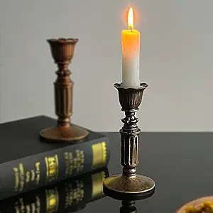 Kolnlala French Nostalgic Floral Resin Candle Holder Antique Bronze/Furniture Decoration/Retro Or... | Amazon (US)