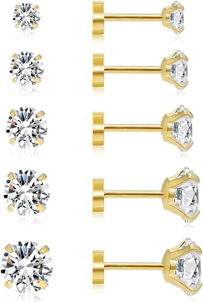 Dainty 6 Pairs Earrings Sets for Multiple Piercing, Lightweight 14K Gold Plated Small Huggie Hoop... | Amazon (US)
