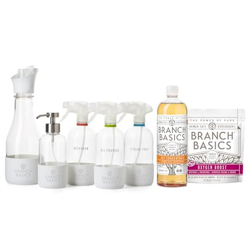 Branch Basics Premium Starter Kit in Glass: All Purpose Cleaner, Glass Cleaner, Bathroom Cleaner, Wash Bottle, and Laundry Bottle (3 Glass Spray Bottles + Concentrate) Fragrance-Free | Amazon (US)