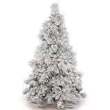 Vickerman 7.5' Flocked Alberta Artificial Christmas Tree, Warm White LED Lights - Snow Covered Faux  | Amazon (US)