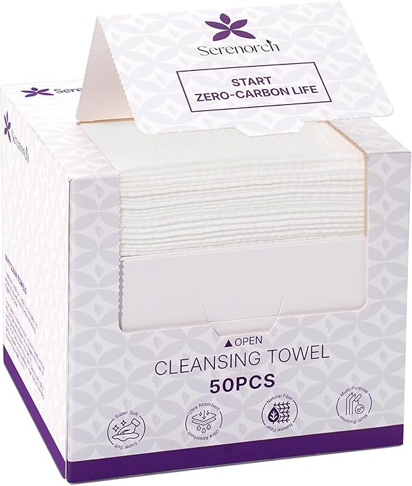 Disposable Face Towels (50 Count) – XL 10"x12" Ultra Thick Facial Cleansing Cloths – Soft Bio... | Amazon (US)