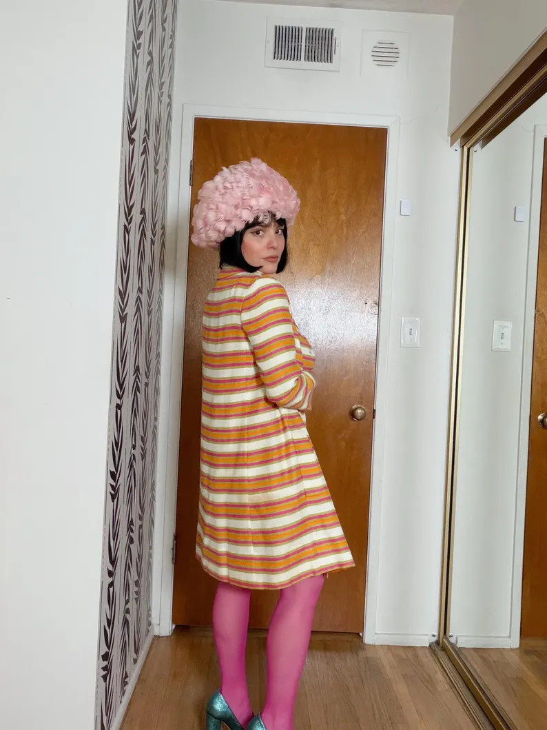 Vintage Iconic 60s Powder Pink Feather Wig Hat Fits All Sizes | Etsy (US)