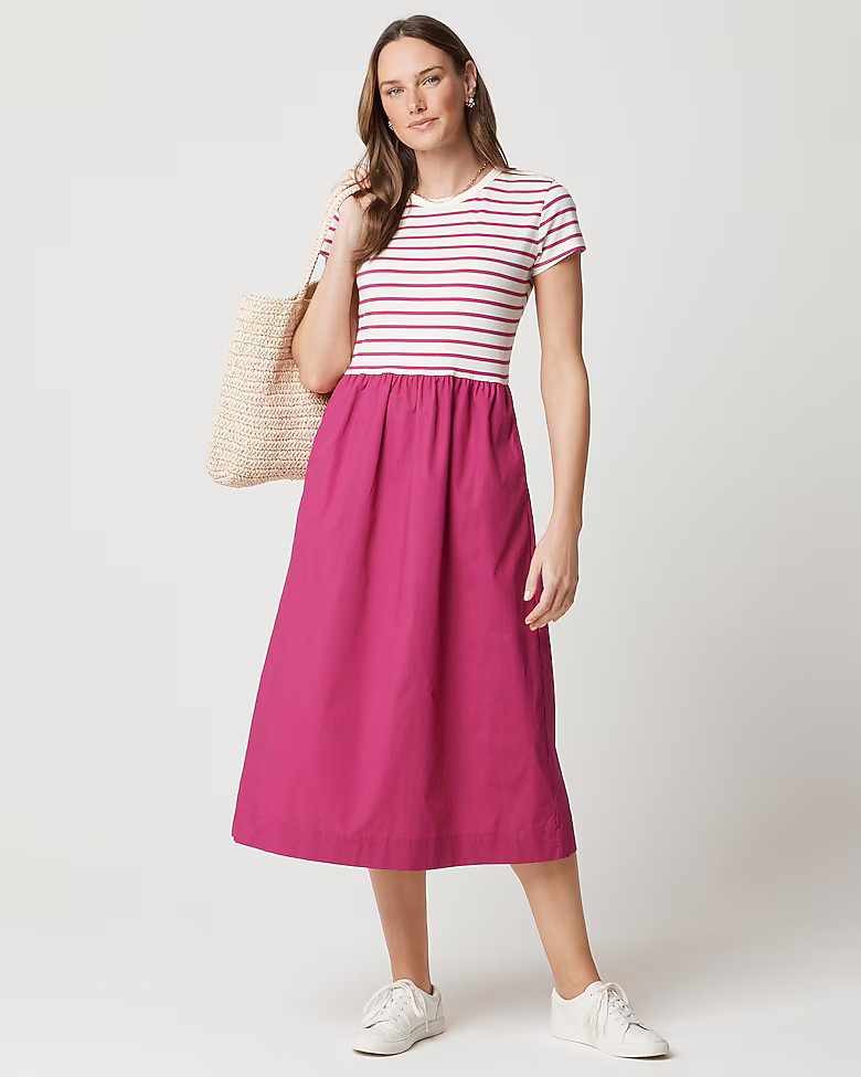 Striped short-sleeve knit mixy dress | J.Crew Factory