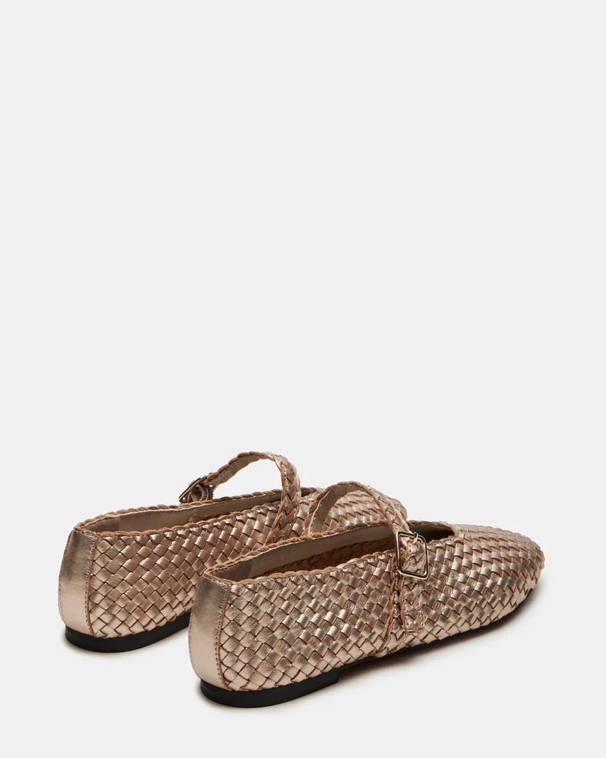 DREAMING Woven Gold Leather Mary Jane | Women's Flats | Steve Madden (US)