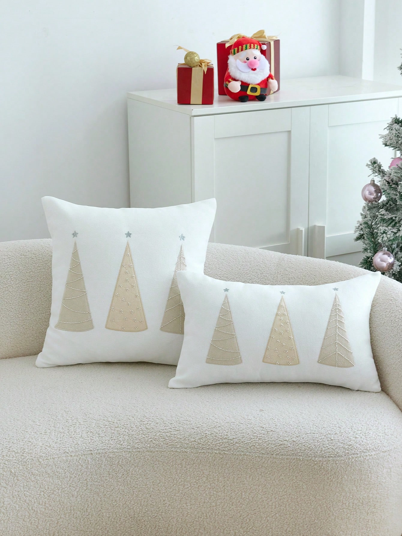 1 pieza Funda de cojín bordada con árbol de Navidad con lentejuelas, adecuada para decoración ... | SHEIN