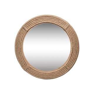 23.75 in. x 23.75 in. Round Wrapped Rope Wall Mirror | The Home Depot