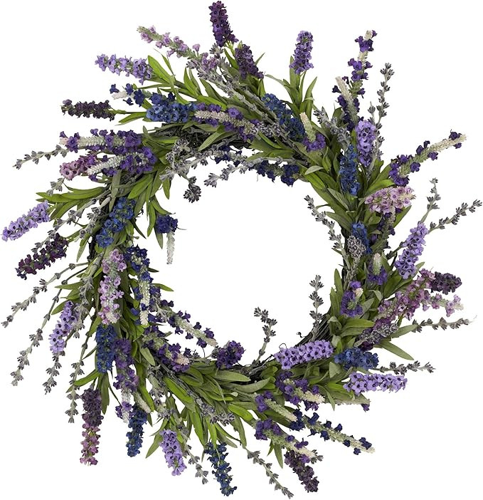 Nearly Natural 4785 Lavender Wreath, 20-Inch, Purple | Amazon (US)