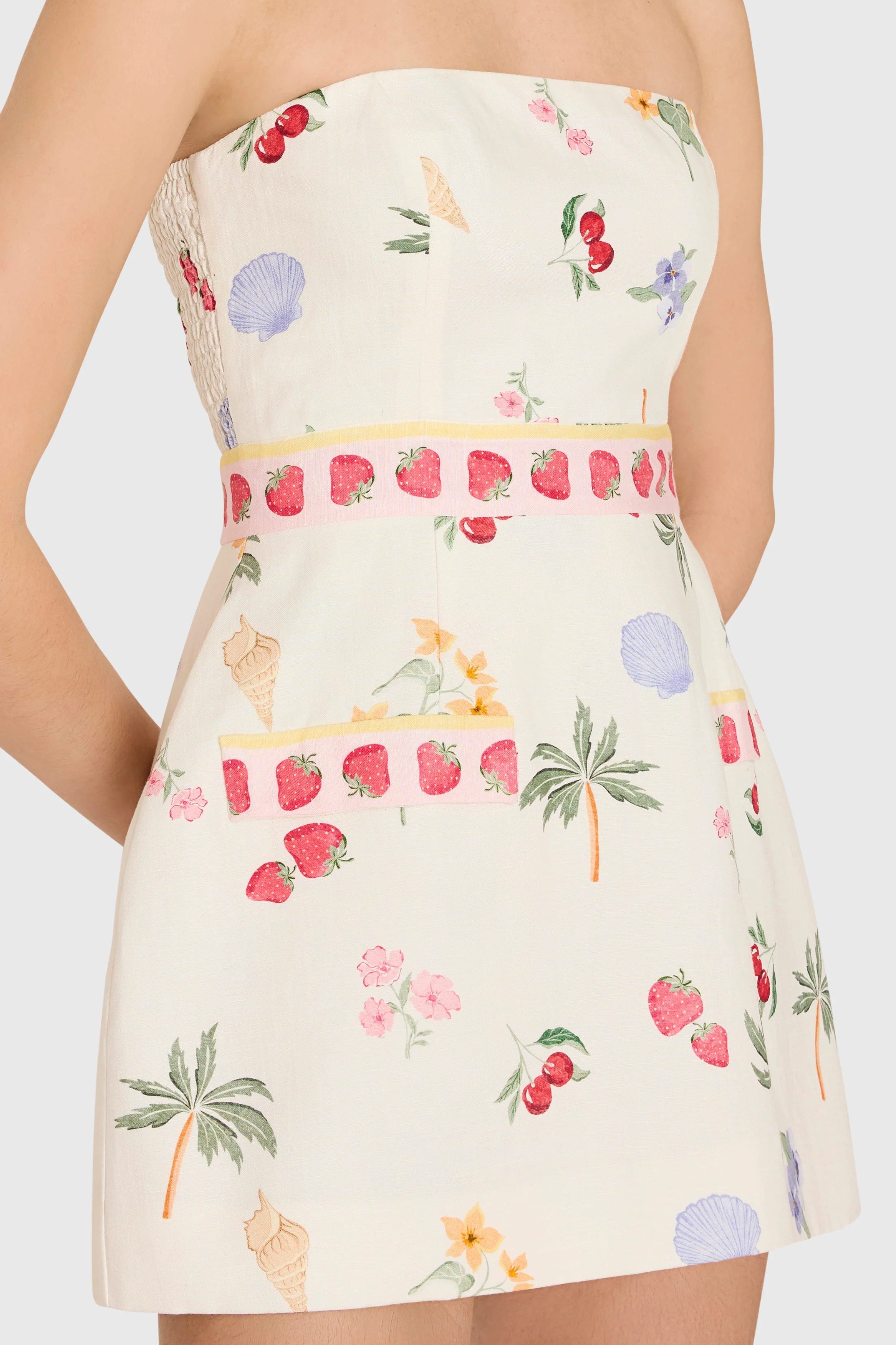 Strapless Bethany Romper in Boardwalk | Amanda Uprichard