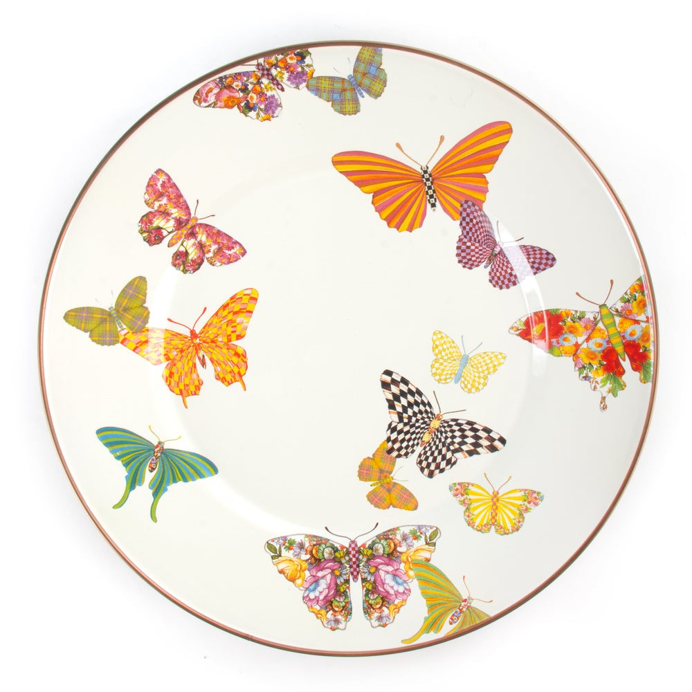 Butterfly Garden Dinner Plate - White | MacKenzie-Childs