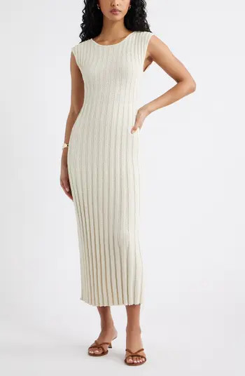 Open Edit Tie Back Cap Sleeve Rib Sweater Dress | Nordstrom | Nordstrom