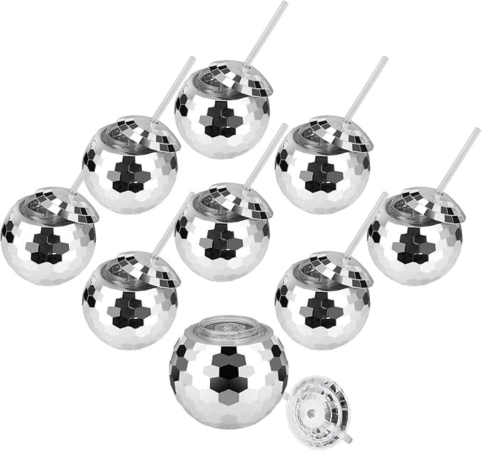 9 Pack Disco Ball Cups, 20Oz Disco Party Cups with Straw and Lid, Reusable Disco Ball Tumbler Dis... | Amazon (US)